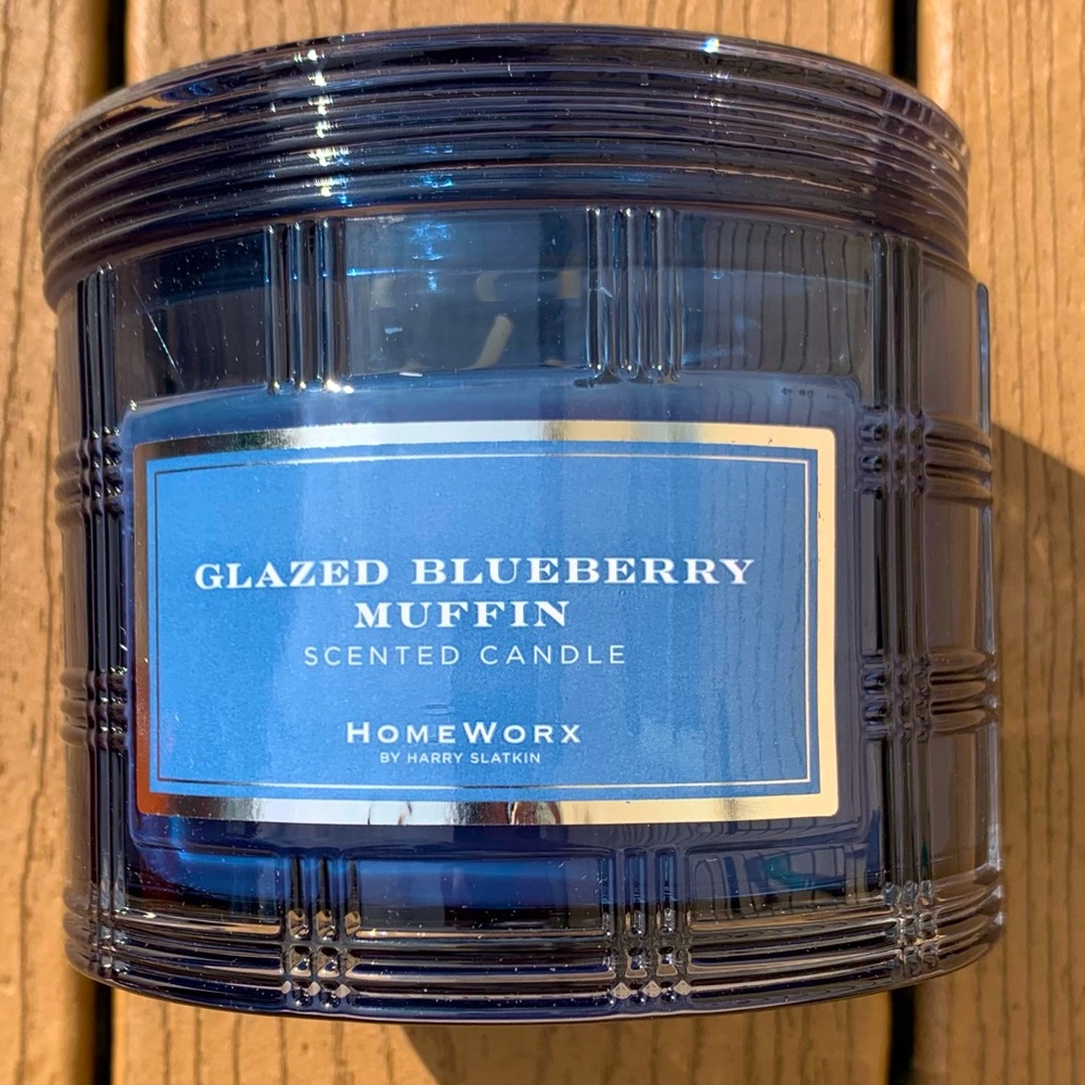 🆕GLAZED BLUEBERRY MUFFIN HARRY SLATKIN HOMEWORX 4 WICK 18oz CANDLE NWTS!
